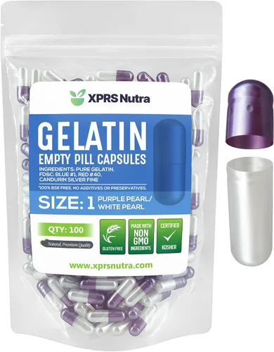 Miniatura 36 de XPRS Nutra Cápsulas vacías de tamaño 1 – 500 cápsulas vacías de gelatina – Pastillas de relleno de cápsulas de bricolaje – Cápsulas de gel de Oro