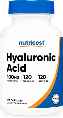 Nutricost Cápsulas de ácido hialurónico de 100 mg, 120 cápsulas vegetarianas, sin gluten, sin OGM