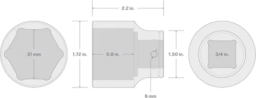 Miniatura 5 de TEKTON Unidad de 3/4 pulgadas x 1.220 in Zócalo poco profundo de 6 puntos SHD32131