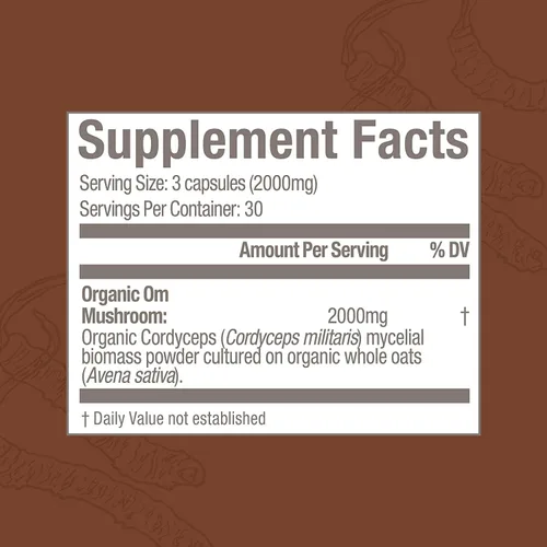 Miniatura 5 de Om Mushroom Superfood Cordyceps Mushroom Capsules Suplemento de superalimentos, 90 unidades, 30 días, energía, potencia, resistencia y soporte