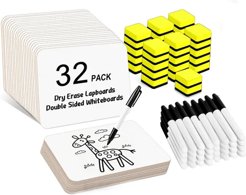 Miniatura 8 de HERKKA - Tableros portátiles de borrado en seco, paquete de 32 tableros de regazo de borrado en seco de doble cara de 9 x 12.5 pulgadas, pequeñas