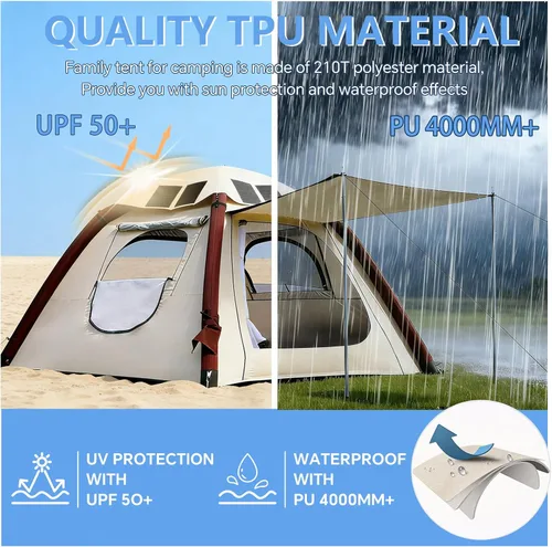 Miniatura 5 de Automatic Inflatable Tent with Air Pump, Family Tents for Camping, Windproof Waterproof 3 Person Tent, Easy Set Up in 2-3 Min, Camping Essentials