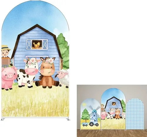 Fundas de fondo de arco para fiestas, diseño de granero, diseño de granero, fundas elásticas para cumpleaños, banquetes, fiestas, baby shower,