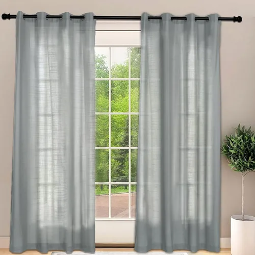 Miniatura 35 de Frelement Cortinas opacas extralargas de 108 pulgadas de largo, para sala de estar, cortinas de lino con bloqueo de luz, cortinas con aislamiento