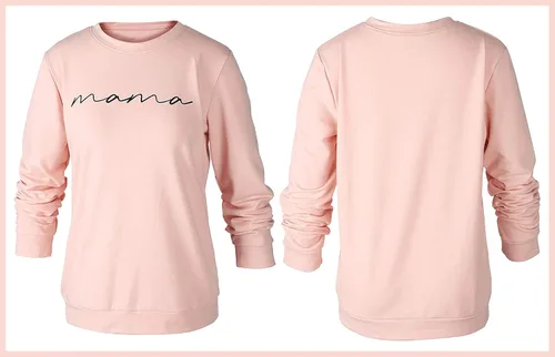Miniatura 6 de ASTANFY Sudadera con cuello redondo para mujer, con estampado de letras "Mama", manga larga, suelta, de moda, con capucha