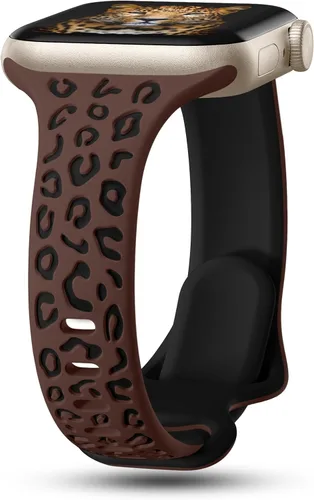 Miniatura 16 de CreateGreat Correas Delgadas con Grabado de Leopardo Compatibles con Apple Watch de 41mm 40mm 38mm 49mm 46mm 45mm 44mm 42mm para Mujeres, Correa