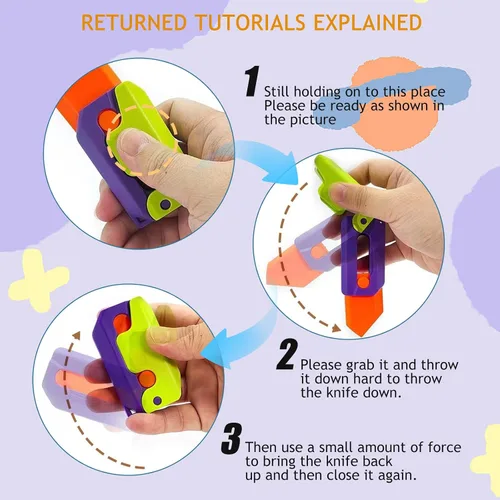 Miniatura 6 de 8 piezas de juguete de plástico de gravedad 3D navaja automática de impresión cuchillo de zanahoria, juguetes fidget de cuchillo sensorial