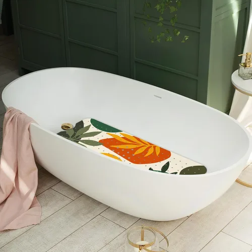 Miniatura 7 de Alfombra de baño antideslizante, alfombra de baño Bohemia para bañera, alfombra de baño extra larga con ventosas y agujeros de drenaje