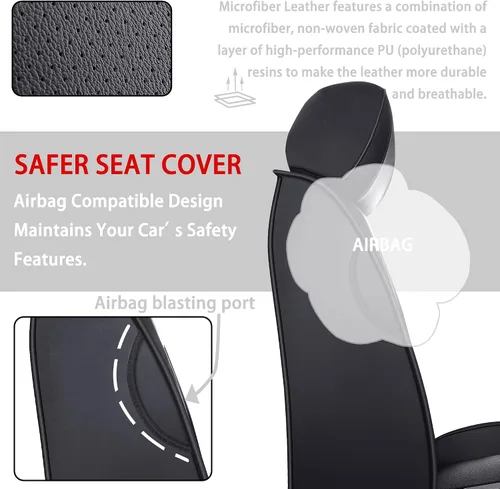 Miniatura 4 de TOMIC Nephele - Juego completo de 5 fundas de asiento de automóvil, de cuero impermeable, universal, para Nissan Honda Civic CRV Hrv Kia Sorento
