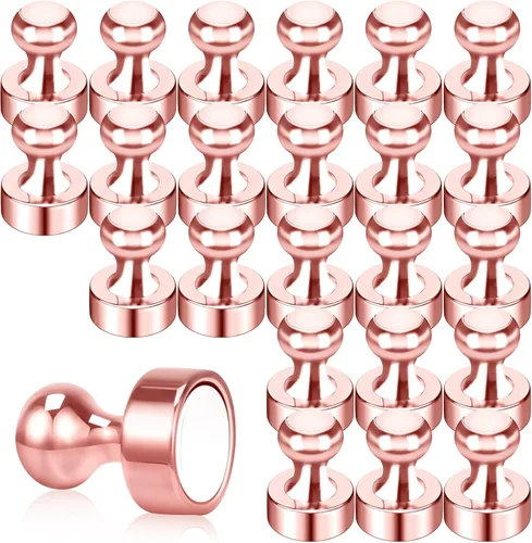 Miniatura 7 de Paquete de 24 Imanes de Chinchetas de Empuje Coloridos 6 Colores Surtidos Imán de Oficina para Pizarra Blanca Pequeñas Chinchetas Magnéticas