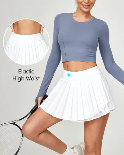 Miniatura 4 de IUGA Falda de tenis plisada para mujer con bolsillos, falda atlética de cintura alta para mujer, falda pantalón de golf para entrenamiento