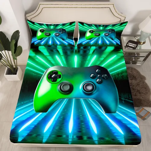 Miniatura 10 de Erosebridal Sábana bajera ajustable con patrón de piedra azul con estampado de mármol azul, juego de ropa de cama líquida trippy para niños, niñas