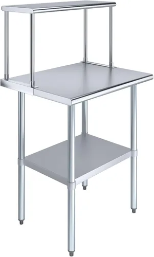 Miniatura 7 de Mesa de trabajo de acero inoxidable con estante ancho de un solo nivel Combo de mesa de preparación de cocina de metal y estantes