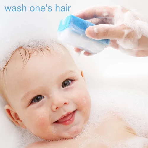 Miniatura 2 de Cepillo de esponja para el baño del bebé, limpieza del cuerpo, el cabello y el cuero cabelludo, suave para la piel sensible de los bebés y niños