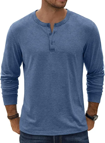 Miniatura 19 de COOFANDY Camiseta Henley de Manga Larga para Hombre Camisas Pullover Casuales Ligeras Camisetas Básicas Suaves Elásticas Tops de Otoño