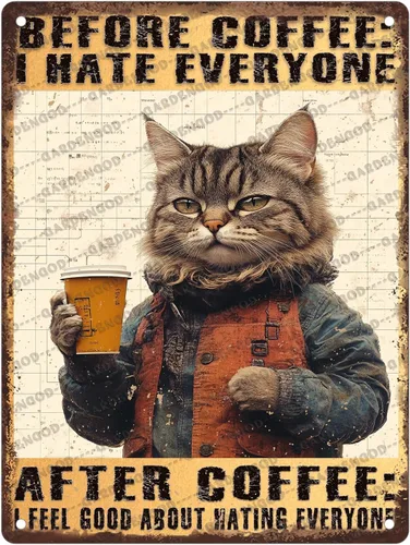 Miniatura 29 de Cartel de café con texto en inglés «Because Murder Is Wrong», póster metálico de 16 x 12 pulgadas CAFÉ CAT 3