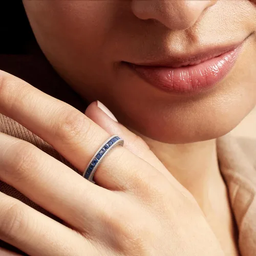 Miniatura 2 de Ross-Simons 1.40 ct. t.w. Simulated Sapphire Eternity Band in Sterling Silver