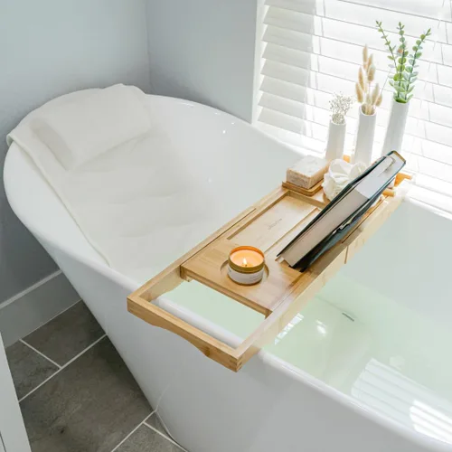 Miniatura 7 de Bandeja Plegable para Bañera - Bandeja de Baño Expandible para Bañera Bandeja de Bañera Segura y Antideslizante para Accesorios de Baño, Set
