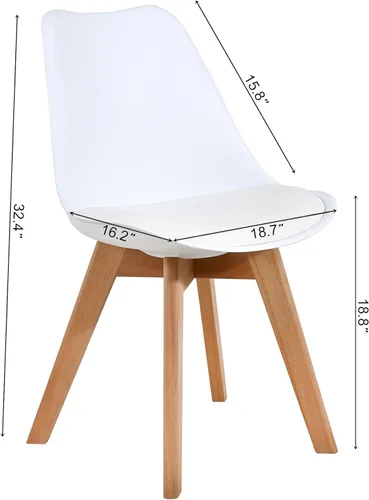 Miniatura 3 de NOBPEINT Juego de 2 sillas de comedor modernas de mediados de siglo, sillas tapizadas de piel sintética con respaldo curvo, silla de cocina de negro