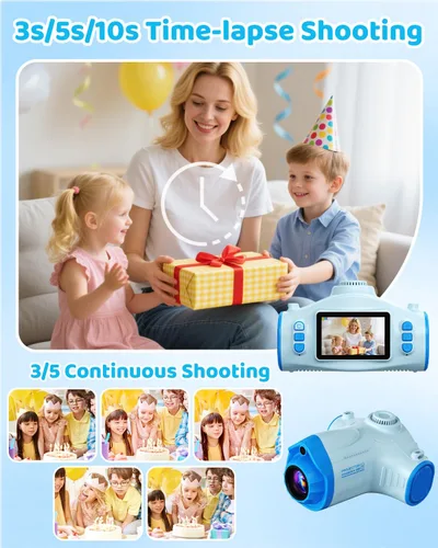 Miniatura 7 de Cámara para niños con proyector, videocámara de video digital 1080P, cámara fotográfica de 48 MP, cámara portátil para niños pequeños, regalo de Azul