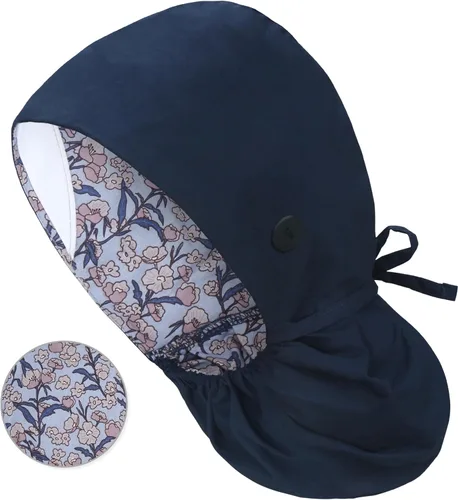 Miniatura 32 de QBA Gorra de trabajo ajustable con botón, gorro forrado de satén, gorro de trabajo de algodón, banda elástica para atar en la espalda, unisex Pt