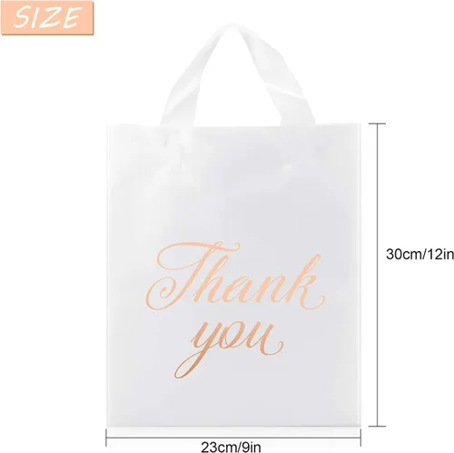 Miniatura 2 de Outus 120 bolsas blancas de regalo de agradecimiento con asas de 9 x 12 pulgadas, bolsa de plástico para pequeñas empresas, madres, profesores
