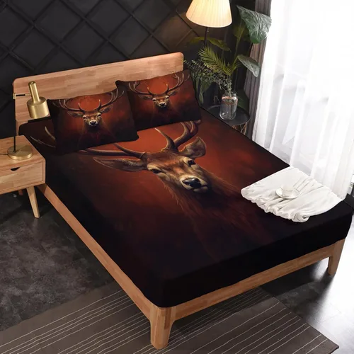 Miniatura 2 de Sábanas de ciervo tamaño individual – Sábanas de cama de animales del bosque, microfibra suave, bolsillo profundo, sábanas y fundas de almohada
