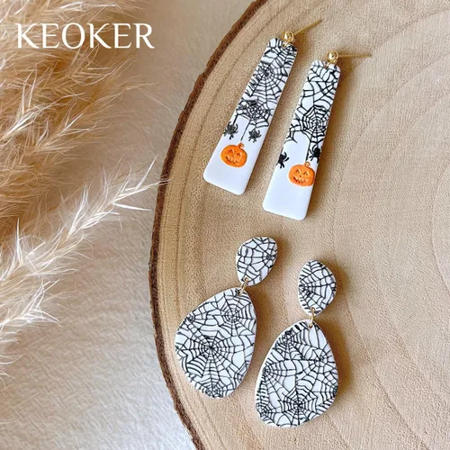 Miniatura 4 de Keoker Hoja de textura de arcilla polimérica para Halloween, tapete de textura de arcilla de Halloween para hacer aretes de joyería Hojas de textura