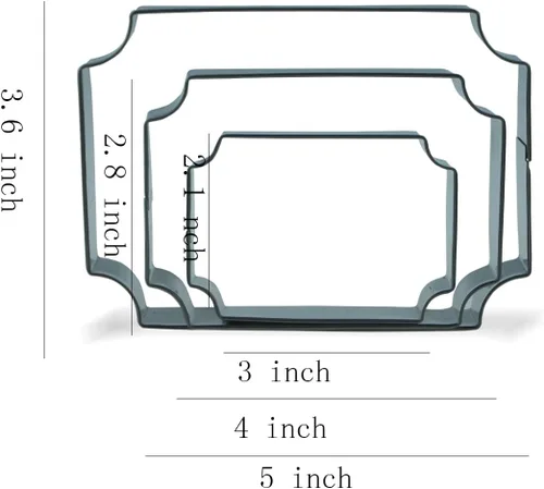 Miniatura 2 de Keewah Juego de cortadores de galletas de placa rectangular - 5", 4", 3" - 3 piezas - Acero inoxidable