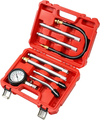 JIFETOR Probador de compresión de cilindro, 8 piezas de medidor de presión de motor pequeño, kit de herramientas de diagnóstico para pruebas de