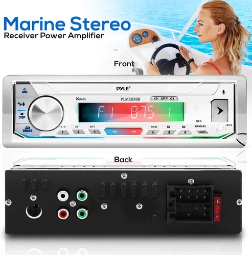 Miniatura 2 de Pyle Amplificador de potencia para receptor estéreo marino, lector de tarjetas AM/FM/MP3/USB/Aux/SD, receptor estéreo marino, DIN único, 30