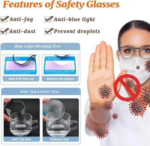 Miniatura 5 de Gafas de seguridad antivaho transparente con bloqueo de luz azul para protección ocular, gafas de enfermería para mujeres y hombres A1 Leopardo +