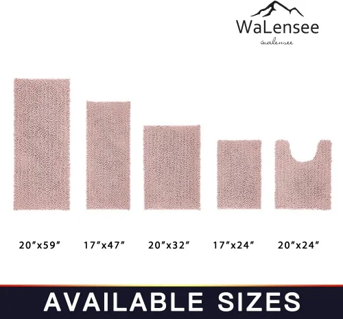 Miniatura 7 de Walensee Alfombra de baño antideslizante (24x17 pulgadas, rosa polvoriento) absorbente de agua, súper suave, lanuda de felpilla, lavable a máquina