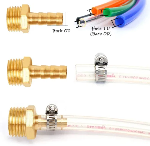Miniatura 3 de Uenede 6 accesorios de púas de manguera de latón de 1/2 pulgada NPT macho a 1/2 pulgadas, conector adaptador de púas incluye 6 abrazaderas de acero