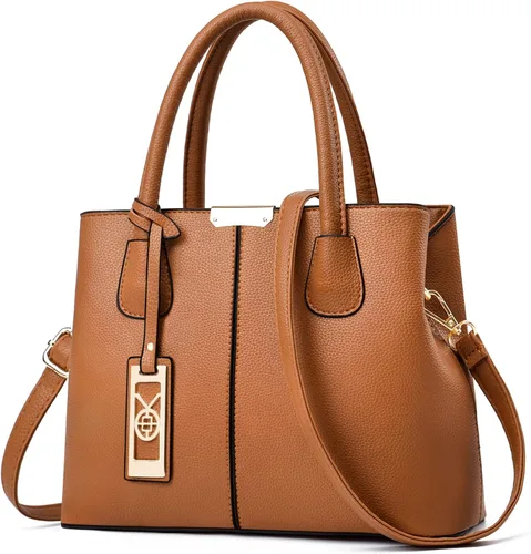Miniatura 25 de CHICAROUSAL Monederos y bolsos de mano para mujer, bolsos cruzados de cuero, bolso de hombro para mujer A Grey Black