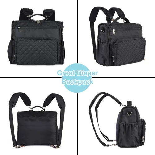 Miniatura 4 de Clearworld Mochila para pañales – Bolsas de pañales acolchadas de viaje para bebé niña y niño, bolsa cambiadora convertible para bebé, bolsillos