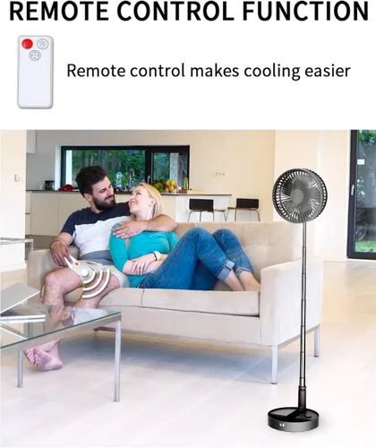 Miniatura 6 de UN UNITEDTIME Ventilador portátil, Mi ventilador de viaje plegable con temporizador de control remoto, funciona con pilas o alimentado por USB, Negro