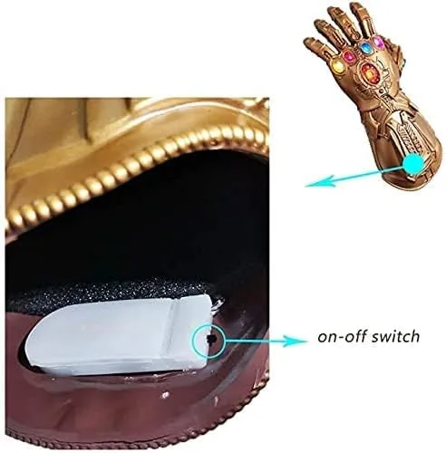 Miniatura 3 de Thanos - Guantelete infinito guantes Thanos de PVC con luz LED regalo para Navidad fiesta de carnaval para adultos dorado talla XL