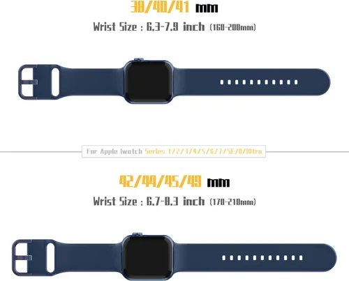 Miniatura 7 de Correa deportiva para Apple Watch, 49, 46, 45, 44, 42, 41, 40 y 38 mm, correa de silicona suave, cierre clásico, reemplazo para iWatch Series 11