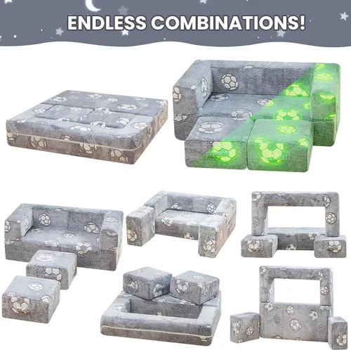 Miniatura 3 de furlinkhm Sofá para niños pequeños, que brilla en la oscuridad, sofá plegable para niños, sofá plegable para sala de juegos, espuma de juego