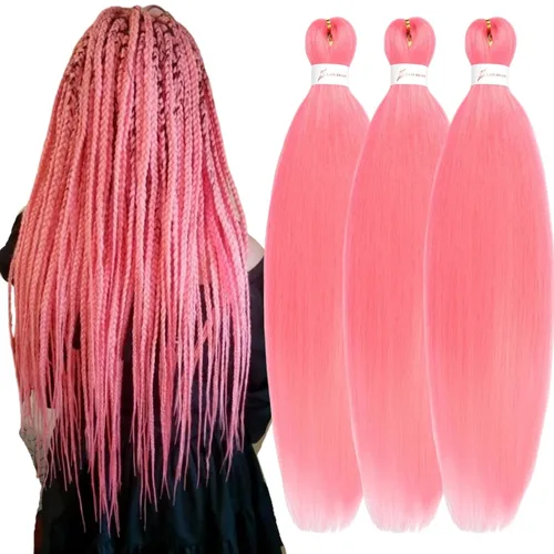 Miniatura 37 de Cabello trenzado preestirado, cabello trenzado degradado de 24 pulgadas, 6 paquetes de ajuste de agua caliente, cabello sintético Yaki profesional