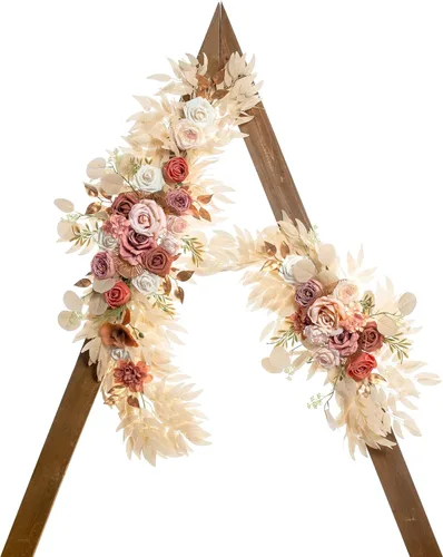 Miniatura 13 de Lisuun Flores de arco de boda, flores artificiales para decoración, guirnalda de flores grandes para estilos bohemios, decoración floral