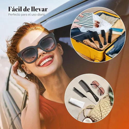 Miniatura 6 de SALON SILK 4 piezas Juego profesional de peines, peines de cola de rata de dientes anchos y finos, juego de corte y peinado para trenzado, barbero