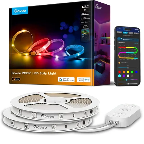 Miniatura 9 de Govee Tira de luces LED RGBIC de 100 pies, luces LED inteligentes que funcionan con Alexa y Google Assistant, luces LED para dormitorio, control