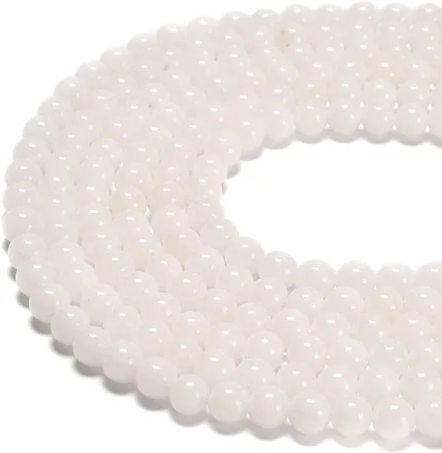 Miniatura 12 de Cuentas sueltas de rodonita teñida de jade de 10mm, redondas y suaves, de gematone natural para joyería y manualidades, 1 cadena de 15 pulgadas Jade