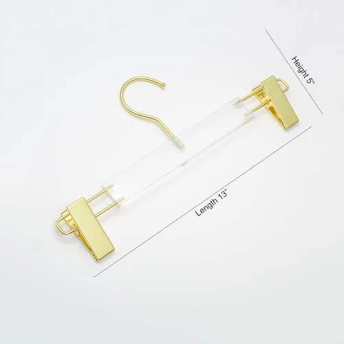 Miniatura 4 de HomeCube USA - Percha de acrílico transparente con ganchos y clips dorados, organizador resistente para faldas, pantalones y más, elegante diseño