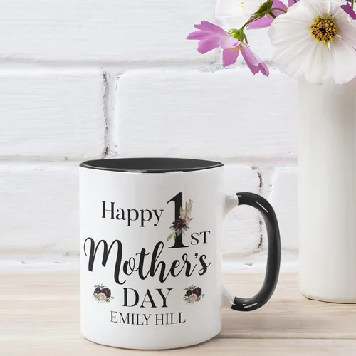 Miniatura 7 de Regalos para el primer día de la madre, taza de café personalizada con foto y nombre, 11 o 15 onzas, 10 opciones de color, taza personalizada
