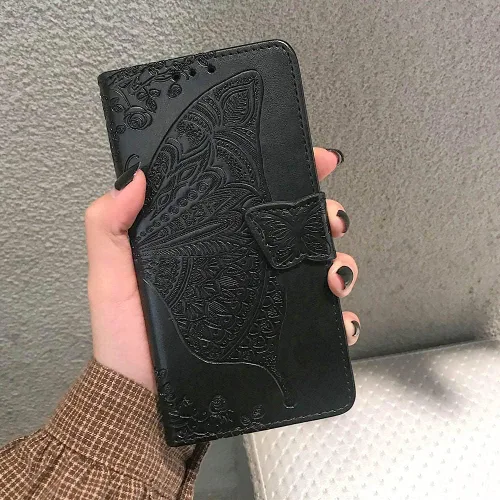 Miniatura 6 de Funda tipo cartera para iPhone 12 Pro/iPhone 12, funda con tapa para mujer con diseño de mariposa en relieve de piel sintética, soporte