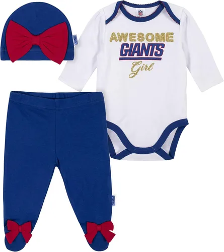 Miniatura 25 de NFL Conjunto de enterizo, pantalón con pies y gorro de 3 piezas para bebé niña Alternativa 2