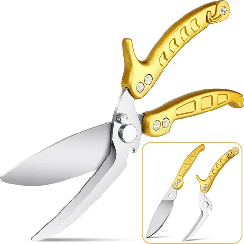 DRAGON RIOT Tijeras de aves de corral resistentes, tijeras de cocina imprescindibles para cortar pollo y carne, aptas para lavavajillas e Dorado